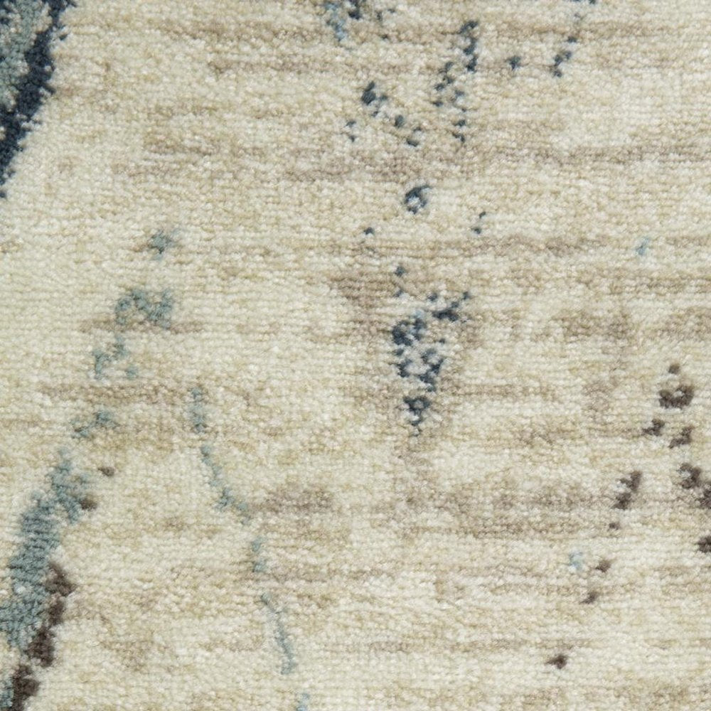 5' X 8' Ivory And Blue Chevron Area Rug