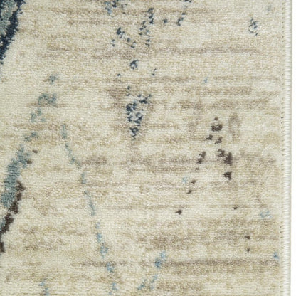 5' X 8' Ivory And Blue Chevron Area Rug