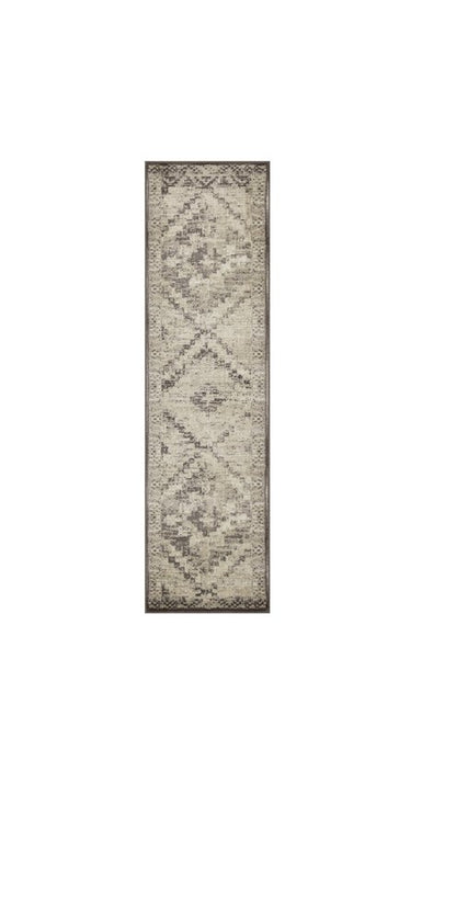 8' Gray And Brown Abstract Runner Rug