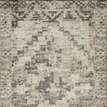 8' Gray And Brown Abstract Runner Rug