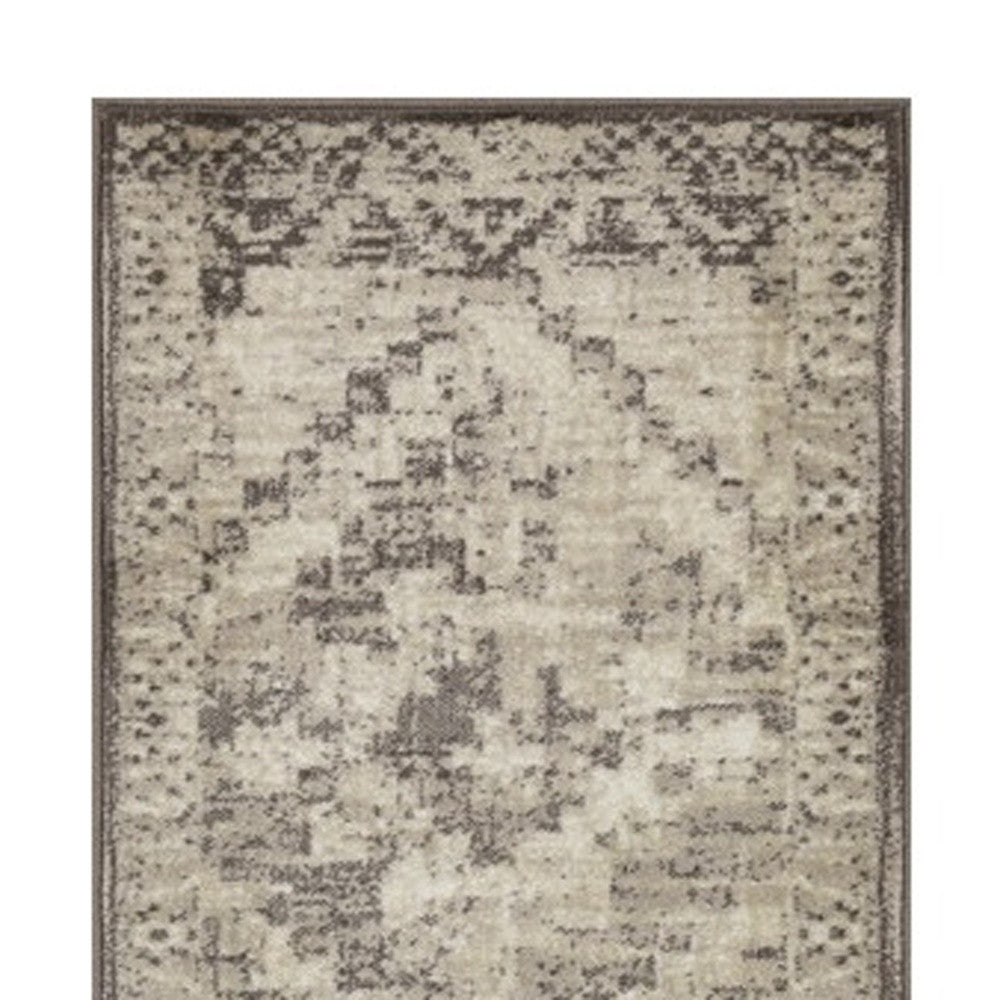 8' Runner Gray Abstract Runner Rug