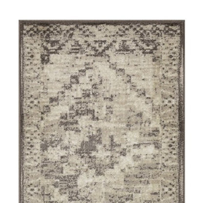 8' Gray And Brown Abstract Runner Rug