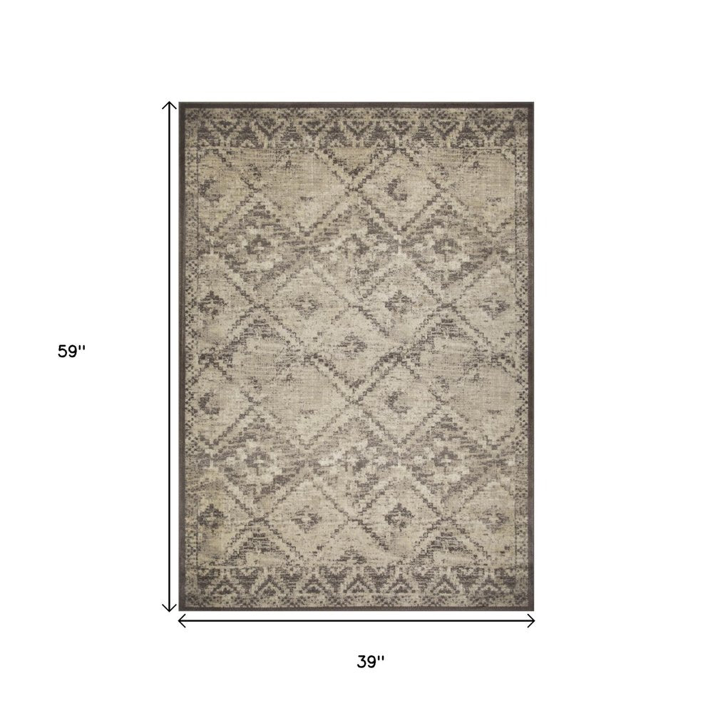 3' X 5' Gray And Brown Abstract Area Rug