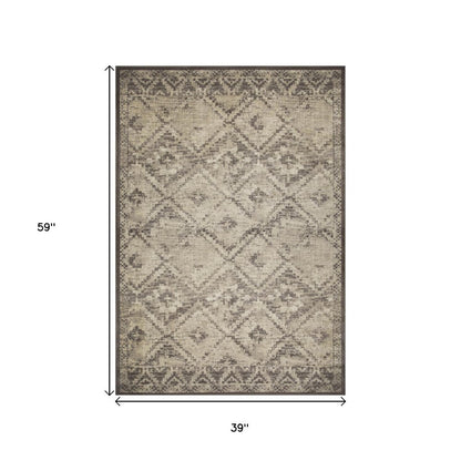 3' X 5' Gray And Brown Abstract Area Rug