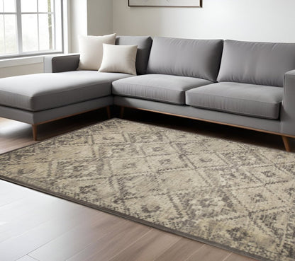 5' X 8' Gray And Brown Abstract Area Rug