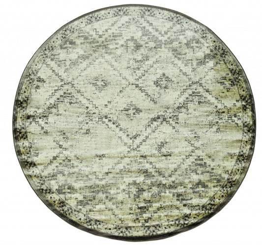 8' Gray Round Abstract Area Rug