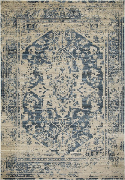 3' X 5' Ivory And Blue Oriental Area Rug