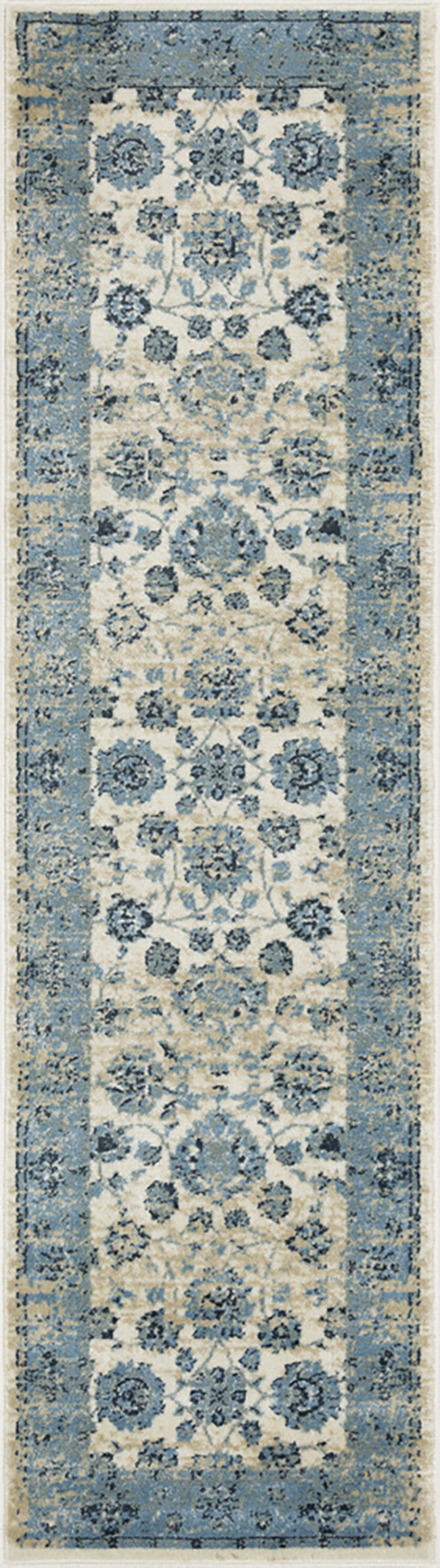 8' Runner Ivory Oriental Runner Rug