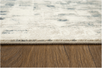 8' Blue And Beige Abstract Runner Rug