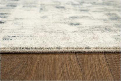 8' Blue And Beige Abstract Runner Rug
