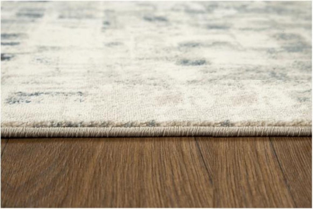 8' Blue And Beige Abstract Runner Rug