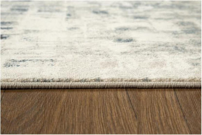 8' Blue And Beige Abstract Runner Rug
