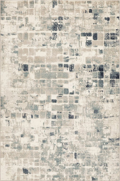 8' Blue And Beige Abstract Runner Rug
