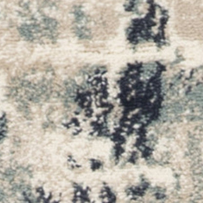 8' Blue And Beige Abstract Runner Rug