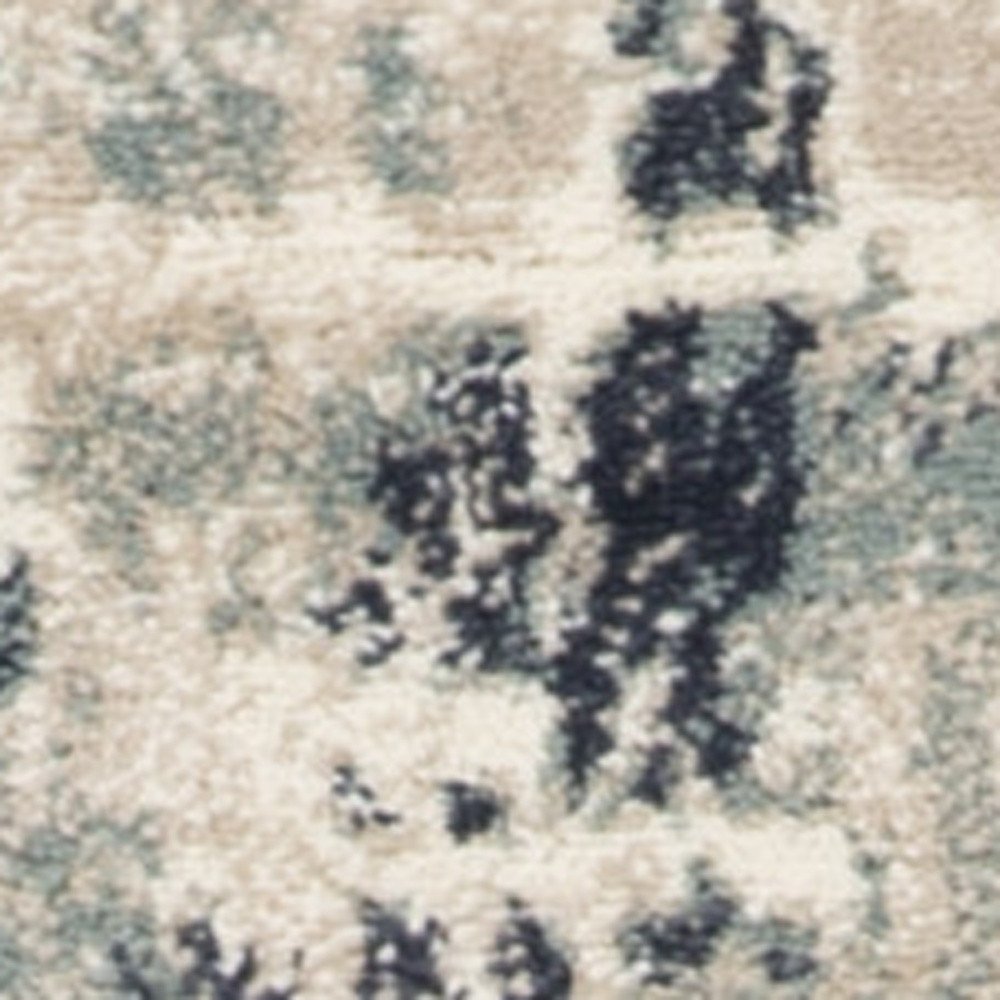 8' Blue And Beige Abstract Runner Rug