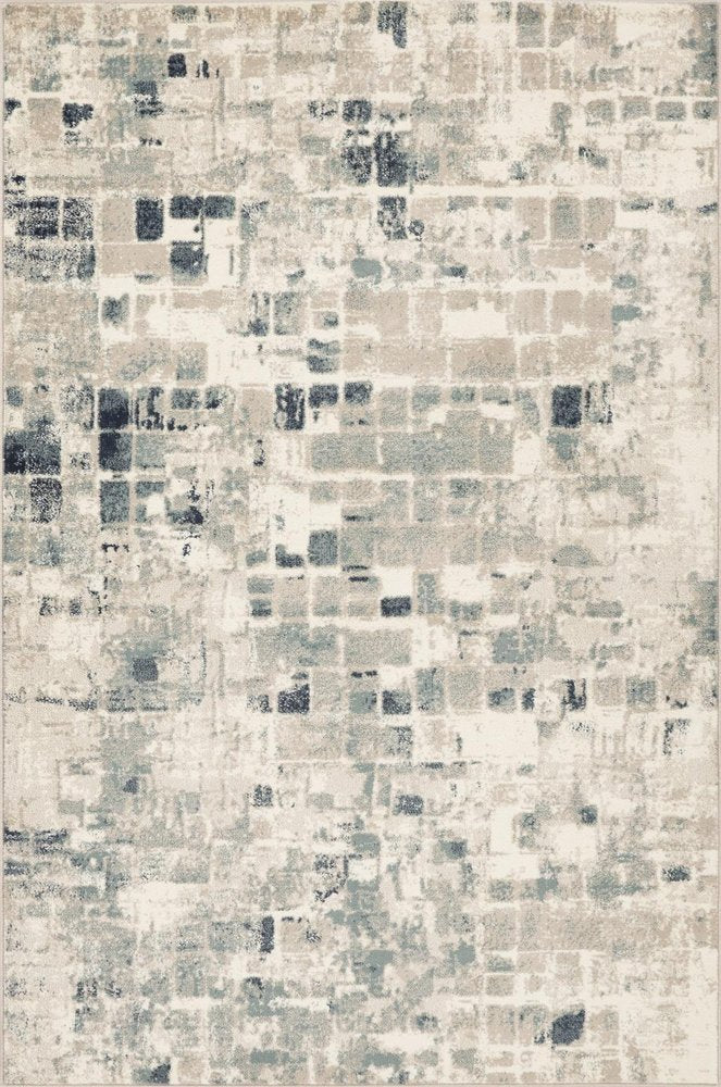 8' Blue And Beige Abstract Runner Rug