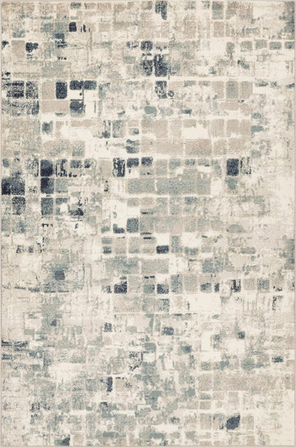 8' Blue And Beige Abstract Runner Rug