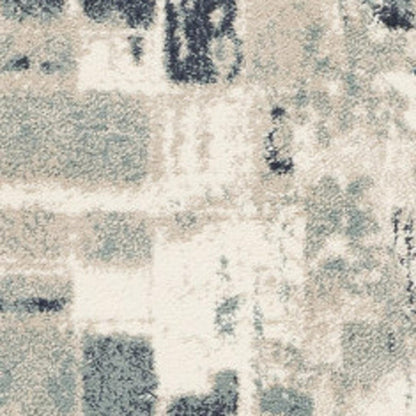3' X 5' Blue and Beige Abstract Area Rug
