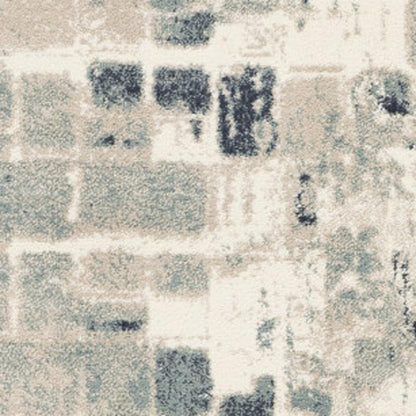 3' X 5' Blue and Beige Abstract Area Rug