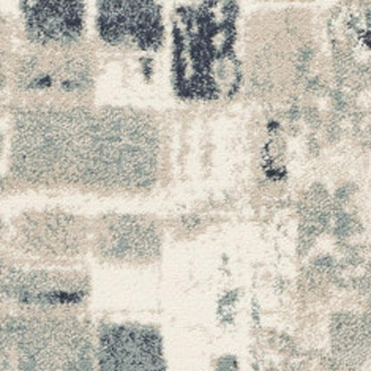 3' X 5' Blue and Beige Abstract Area Rug