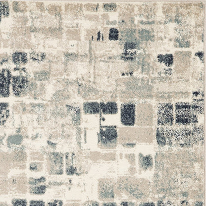 5' X 8' Blue and Beige Abstract Area Rug