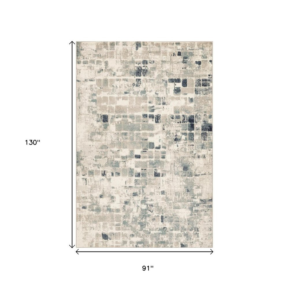 8' X 11' Blue and Beige Abstract Area Rug