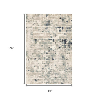 8' X 11' Blue and Beige Abstract Area Rug