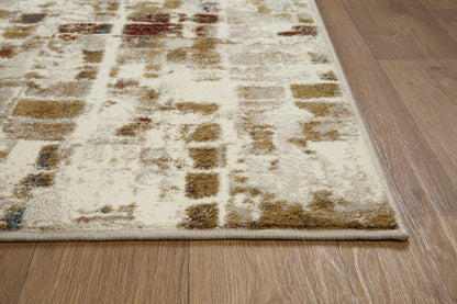 8' Natural And Brown Abstract Runner Rug