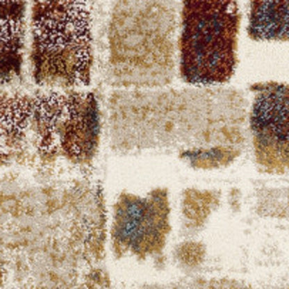 3' X 5' Natural And Brown Abstract Area Rug