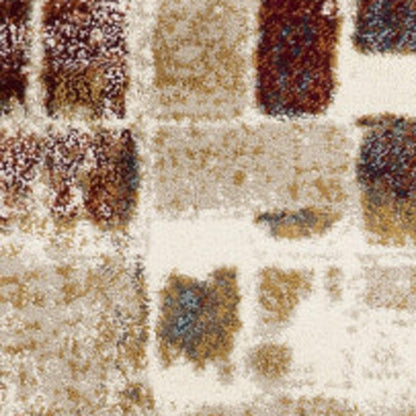 3' X 5' Natural And Brown Abstract Area Rug