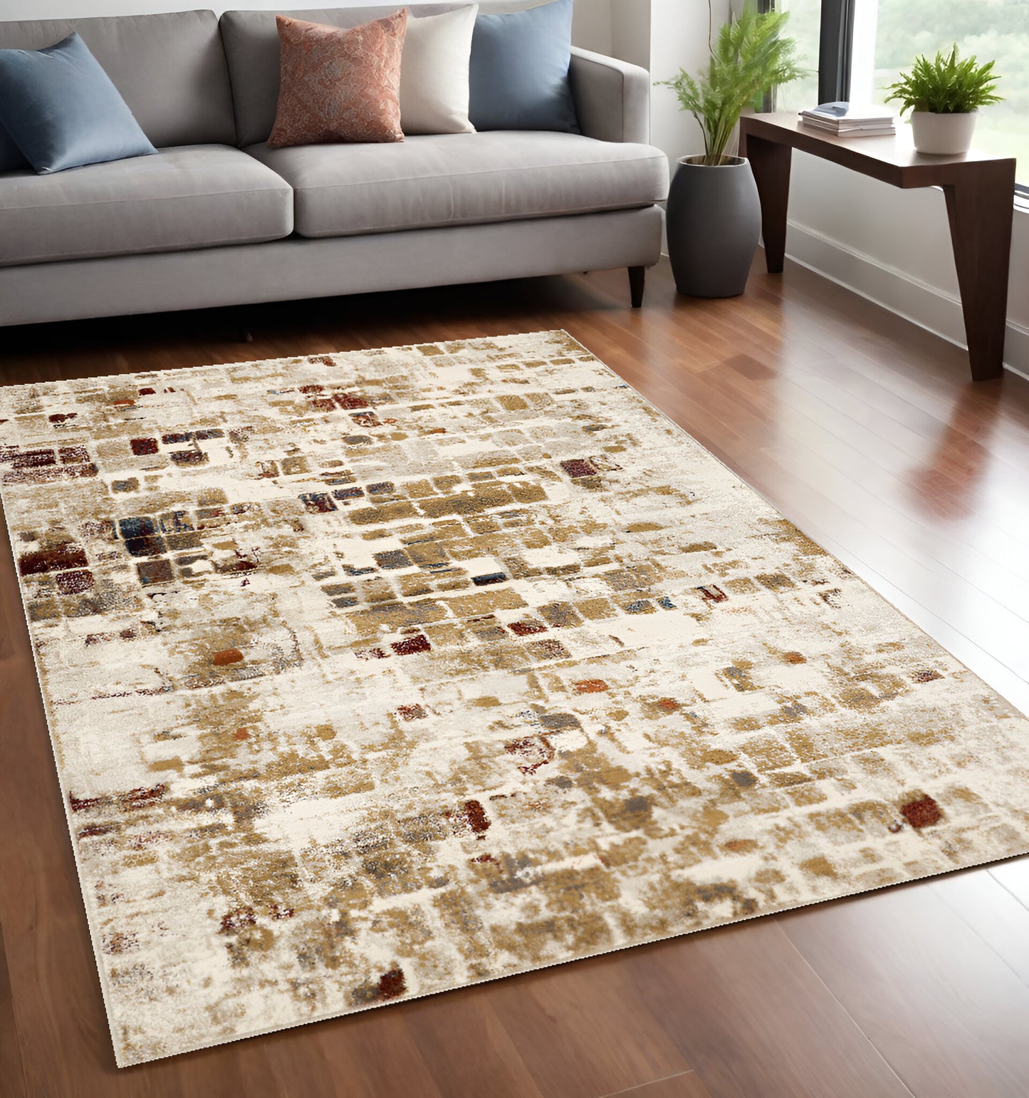 5' X 8' Natural Abstract Area Rug