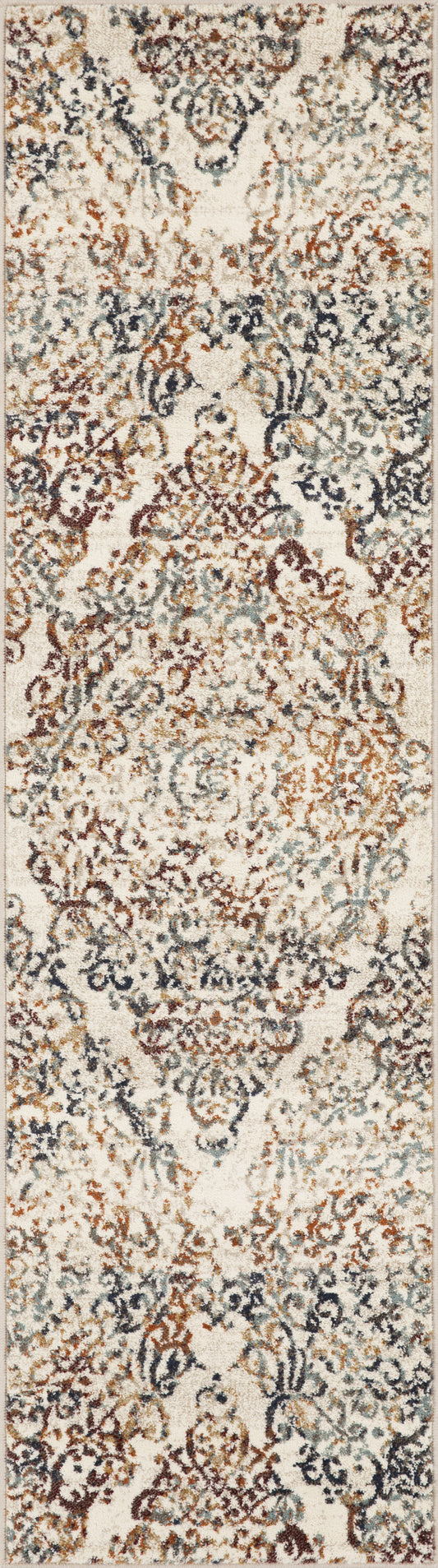 8' Runner Ivory Oriental Runner Rug