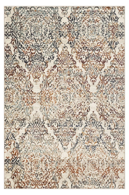 3' X 5' Ivory Rust And Green Oriental Area Rug