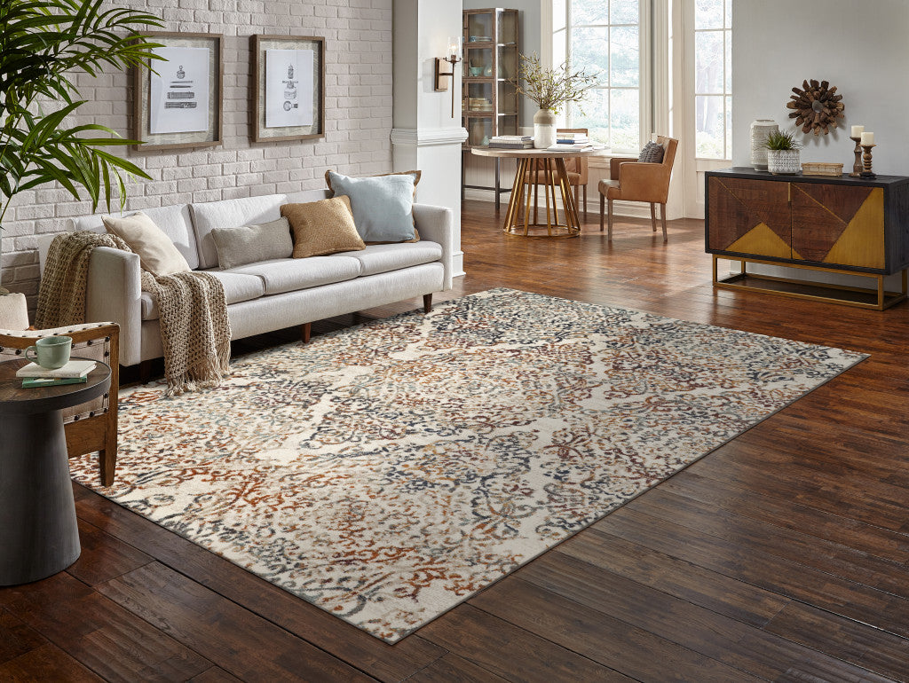 8' x 11' Ivory Oriental Area Rug