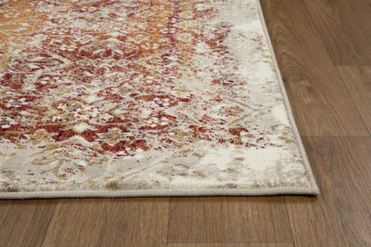 8' Rust And Ivory Oriental Runner Rug
