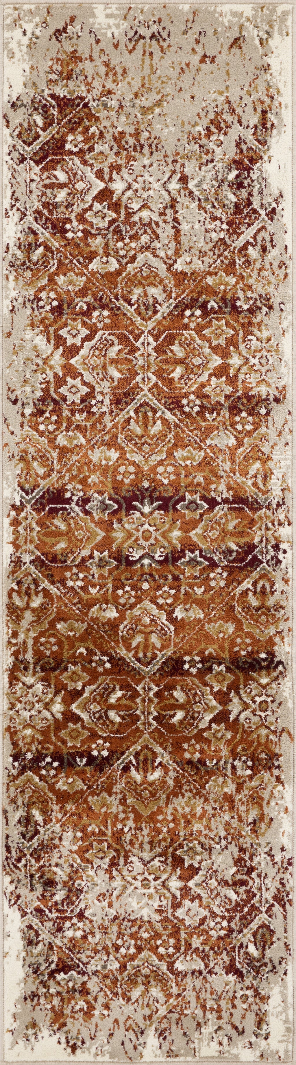 8' Runner Rust Oriental Runner Rug