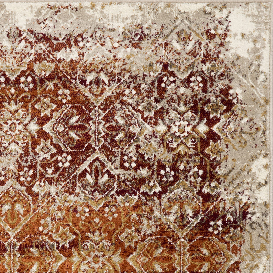 8' Runner Rust Oriental Runner Rug