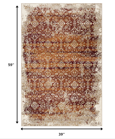 3' X 5' Rust Oriental Area Rug