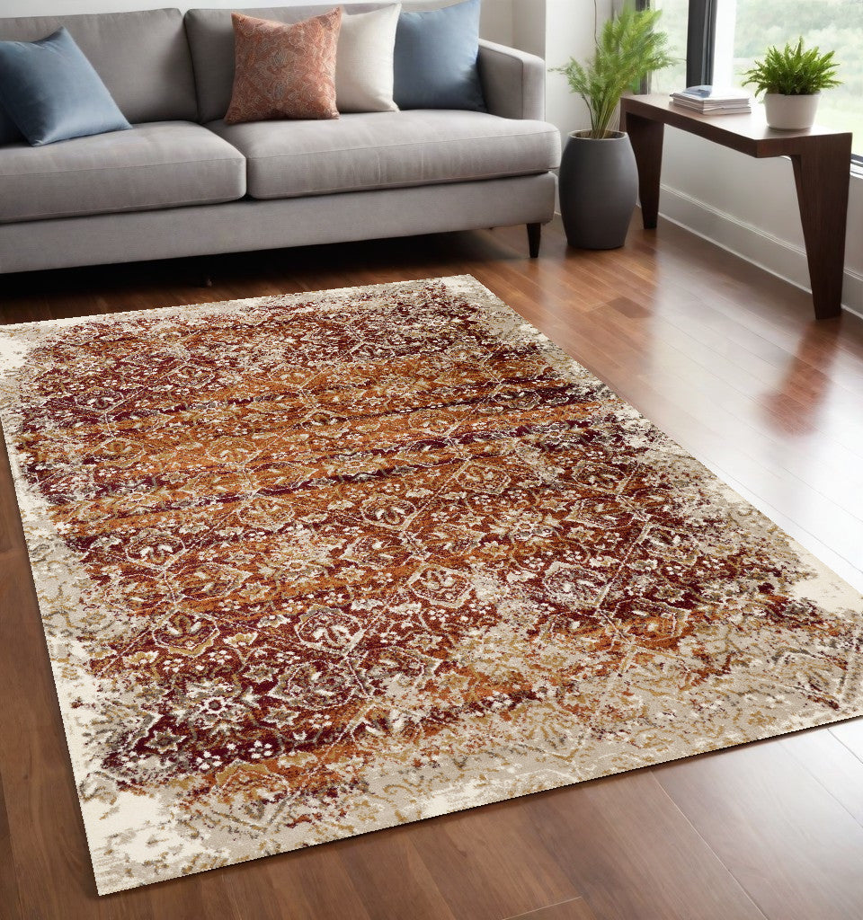 5' X 8' Rust Oriental Area Rug