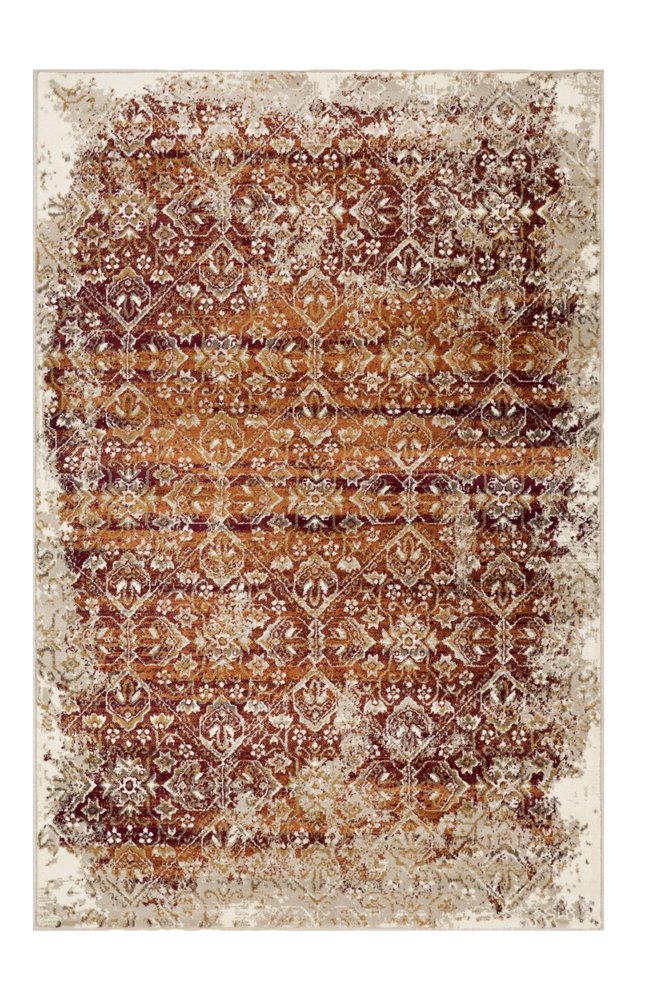 5' X 8' Rust And Ivory Oriental Area Rug