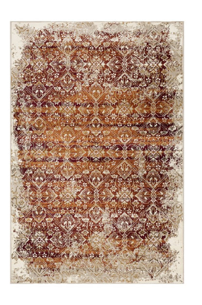 5' X 8' Rust And Ivory Oriental Area Rug