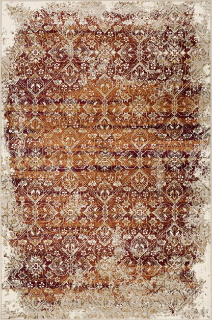 5' X 8' Rust And Ivory Oriental Area Rug