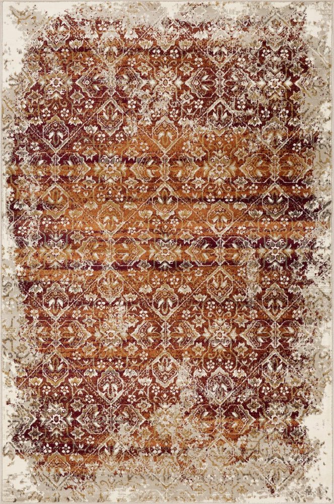 5' X 8' Rust And Ivory Oriental Area Rug