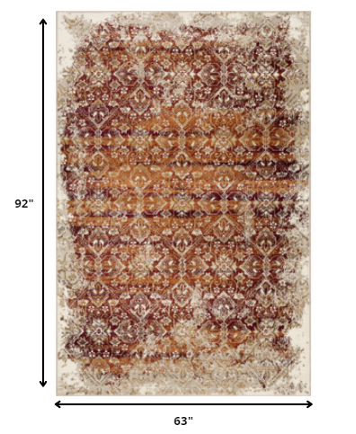 5' X 8' Rust Oriental Area Rug