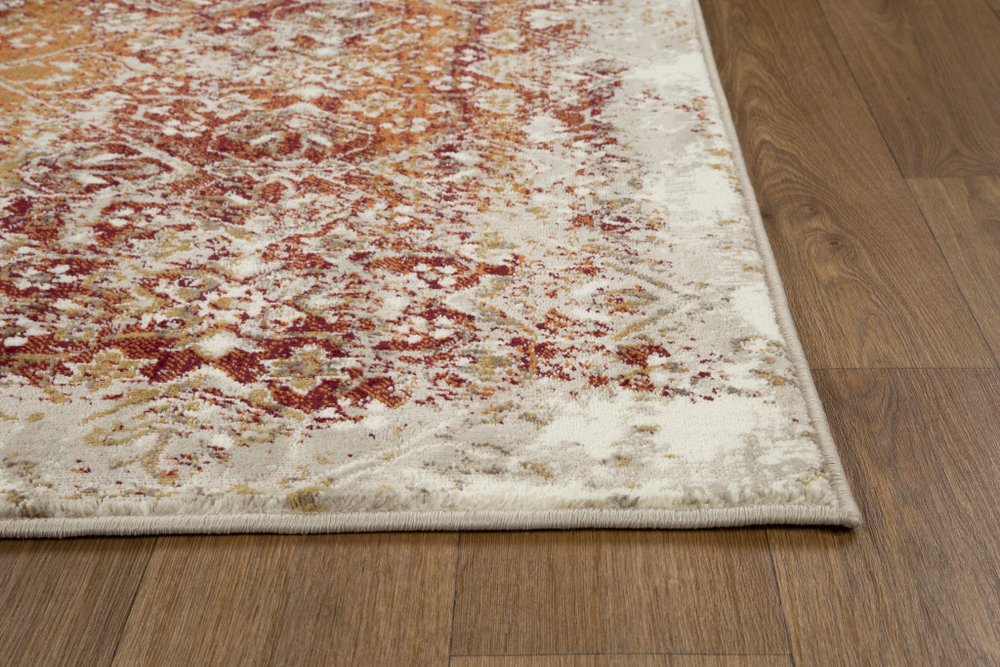 8' X 11' Rust And Ivory Oriental Area Rug