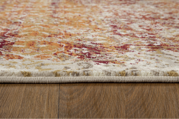 8' Rust And Ivory Oriental Round Rug