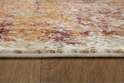8' Rust And Ivory Oriental Round Rug