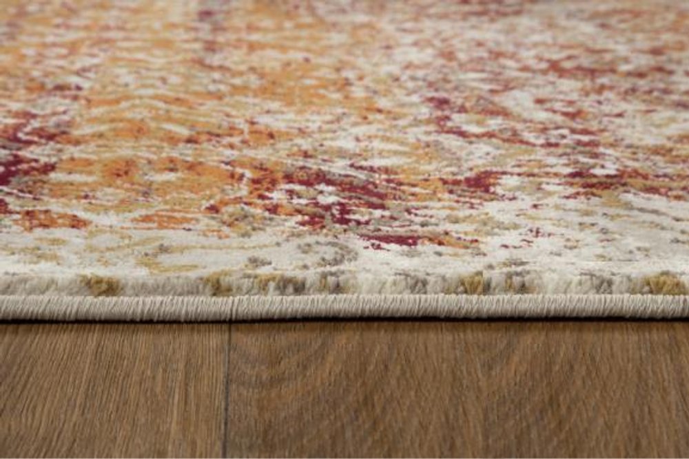 8' Rust And Ivory Oriental Round Rug