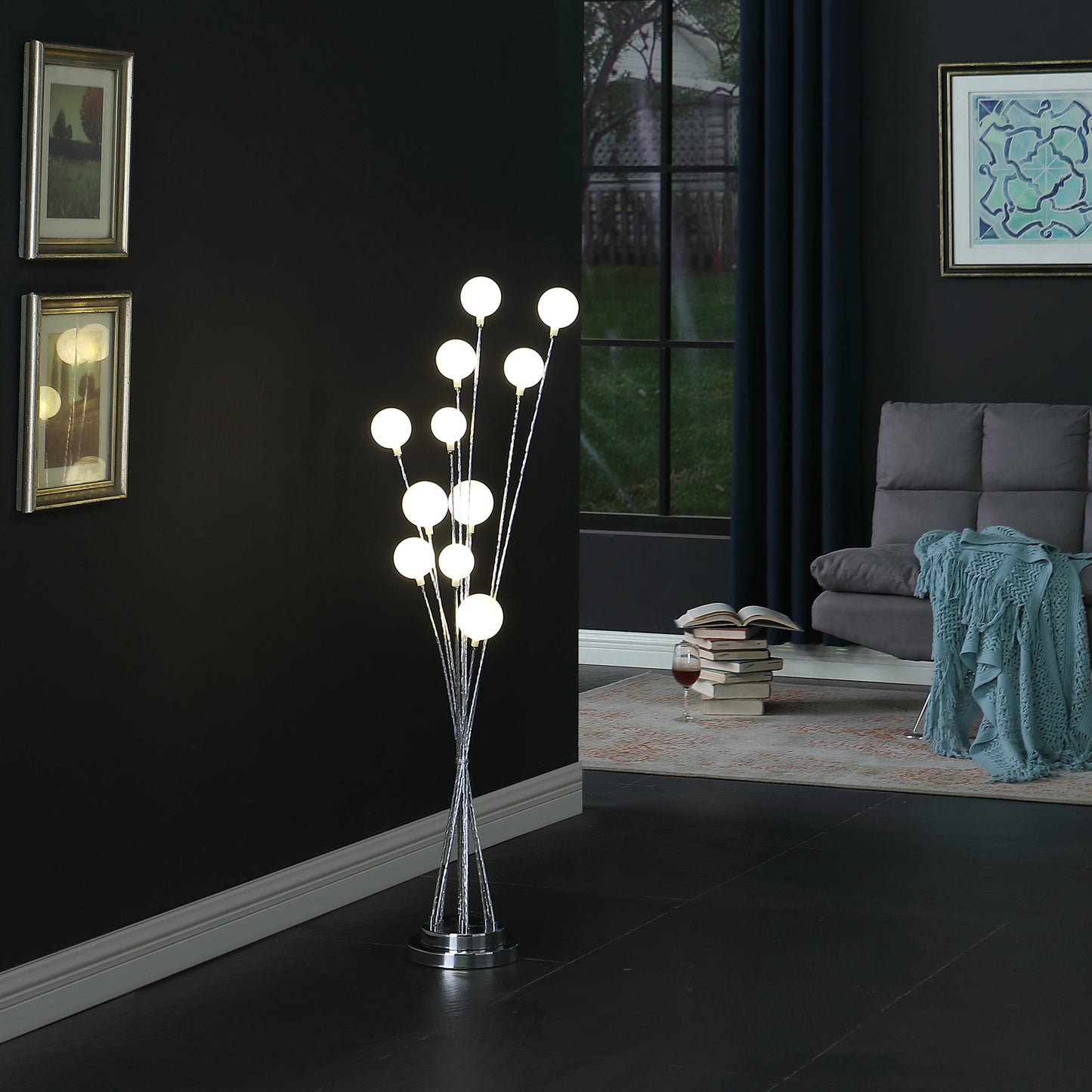 46" Chrome Multi Light LED Novelty Floor Lamp