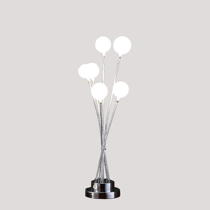 28" Silver Chrome Six Light Globe Desk or Table Lamp